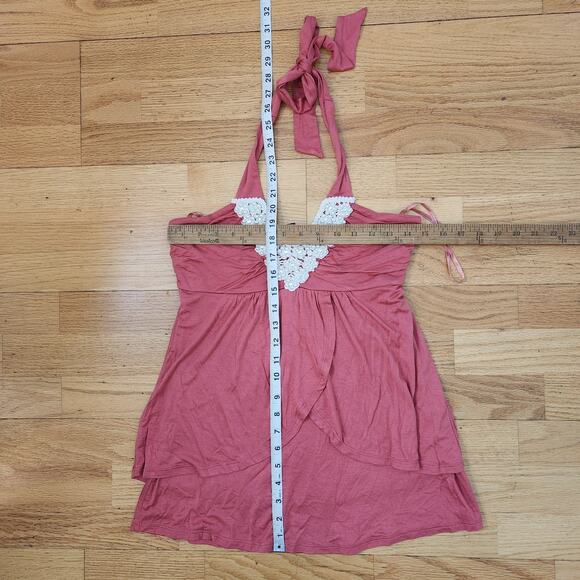 New Vtg Y2K Wet Seal Tank Top Sz Medium Halter Beaded Fairy WhimsiGoth Babydoll - Picture 8 of 10